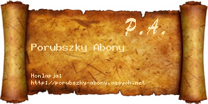 Porubszky Abony névjegykártya
